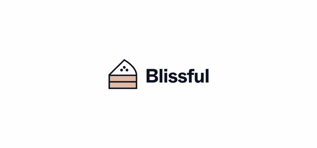 The Blissful logo: a slice of cake with three dots on top, beside the word Blissful in heavy black type.