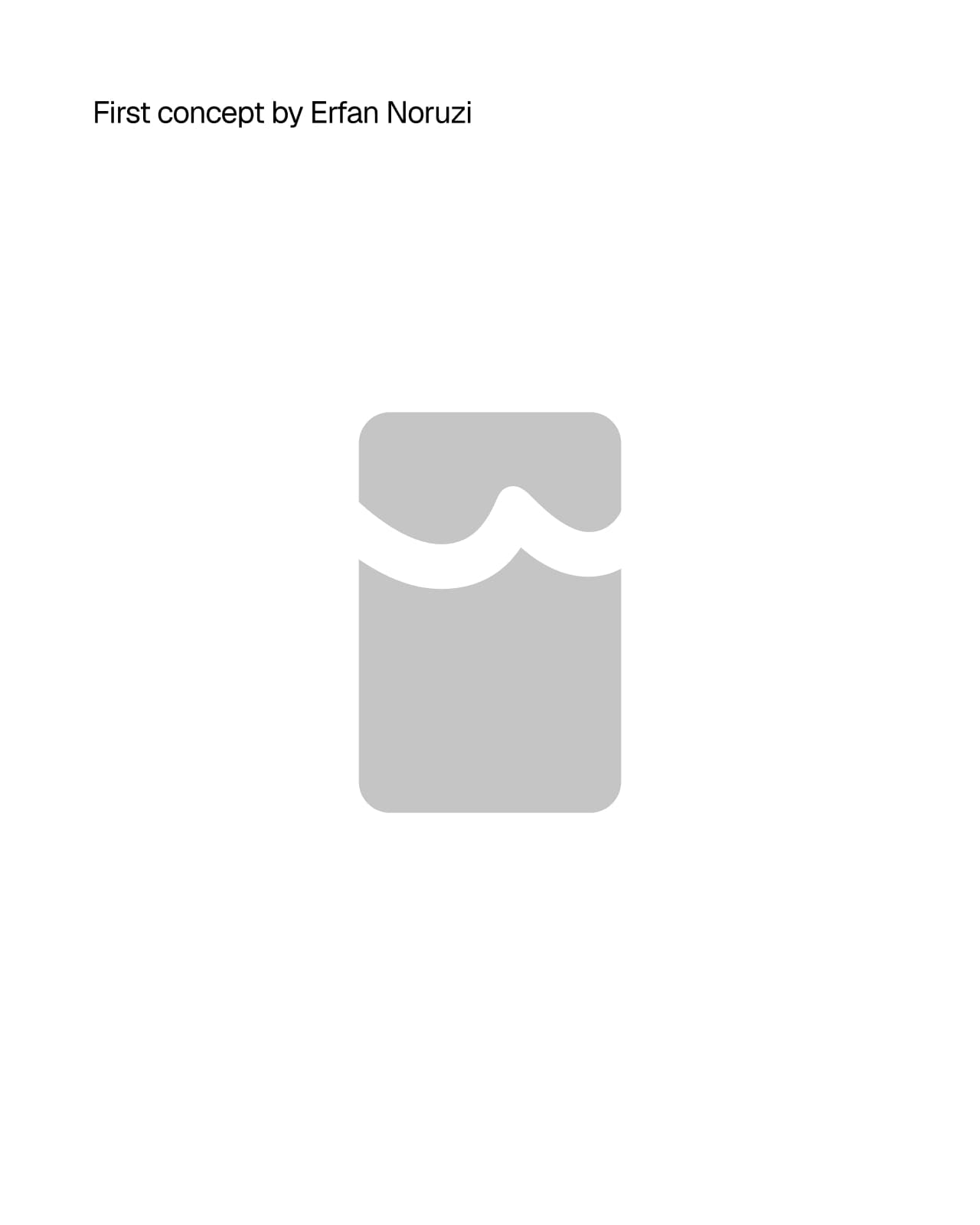The first WolkaStore concept: a grey rounded shape with a cut-out wave, on white.